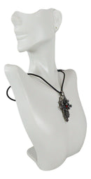 Medieval Gothic Dragon Serpent Excalibur Cross Pewter Pendant Necklace Jewelry