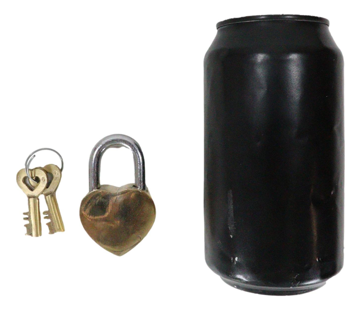 Antique Gold Tone Keepsake Brass Small Heart Love Shaped Padlock With 2 Keys - Ebros Gift