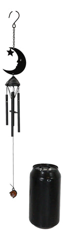 Wicca Witchcraft Crescent Moon Face with Star Coated Steel Metal Wind Chime