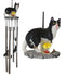 Ebros Tuxedo Black Kitty Cat with Fish Bowl Resonant Wind Chime 18.5"H Garden