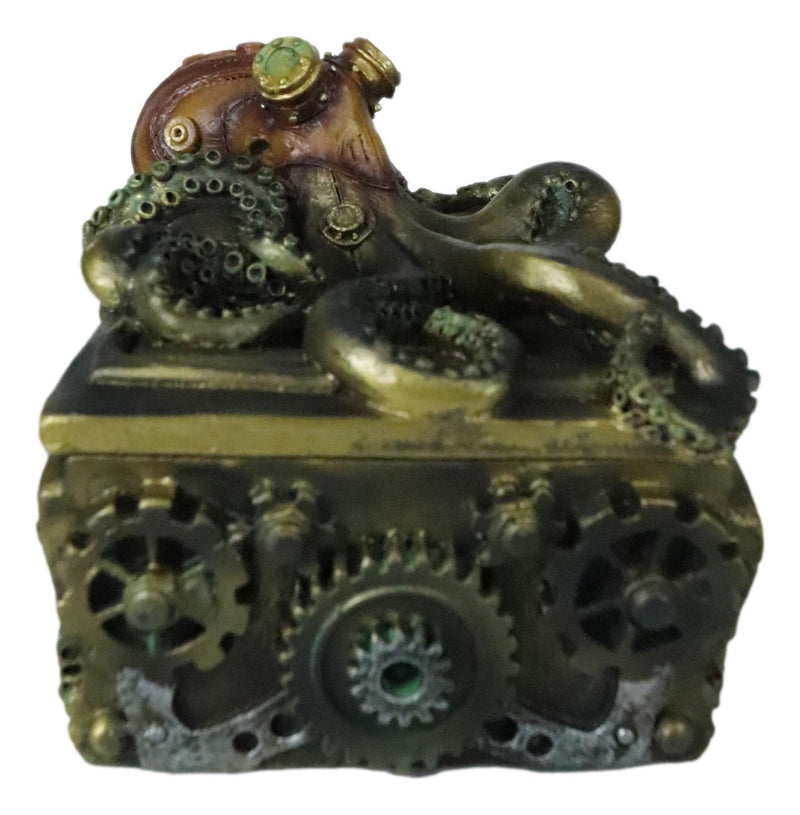 Ebros Steampunk Octopus Kraken Soldier On Pirate Treasure Chest Jewelry Box Figurine