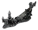 Fantasy Skull Bones Letter Opener Dagger With Gothic Dragon Castle Base Stand