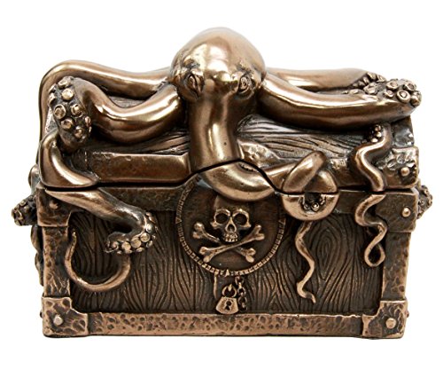Ebros Deep Sea Kraken Octopus Skull Treasure Jewelry Decorative Box Figurine