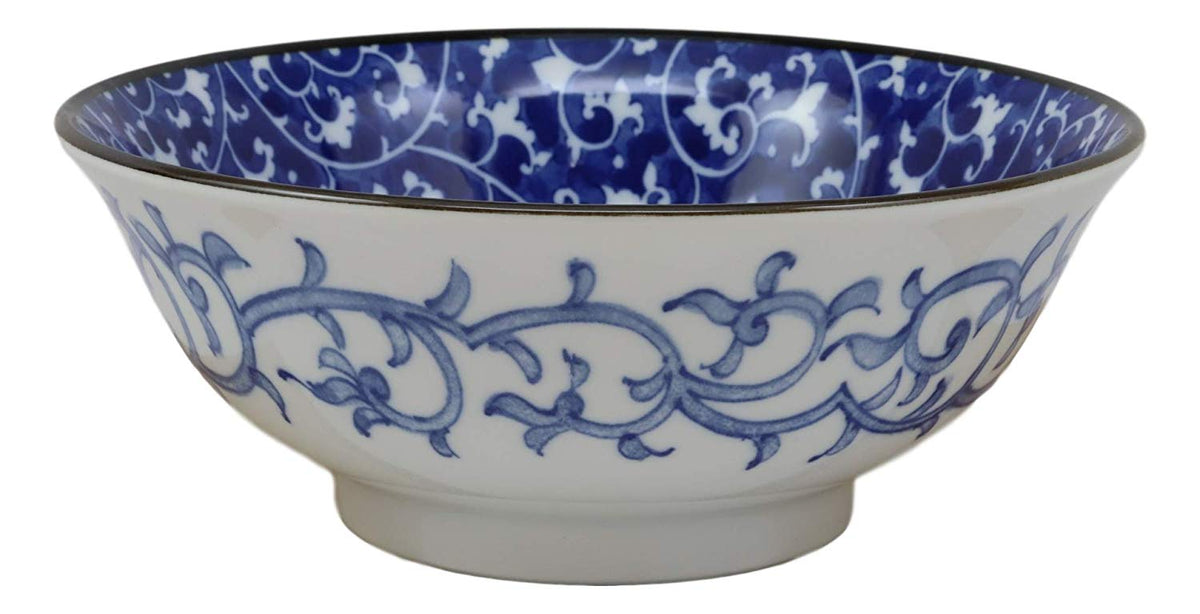 Ebros Ming Style Floral Vines Ceramic Bowls Pack Of 5 Made In Japan 32oz 8"Dia