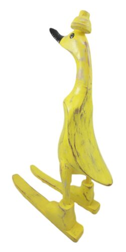 Balinese Wood Handicrafts "Bebek Angsa" Tropic Sunny Yellow Skiing Duck Figurine