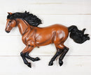 Ebros Western Running Brown Chestnut Horse Wall Decor Sculpture 15.5" Wide