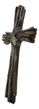 Ebros Rustic Faux Resin Driftwood Finish Crucifix Rugged Wall Cross Decor 13"H