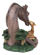 Large Safari Giraffe Mother and Calf Family By Green Grasslands Statue 8.25"L