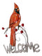 Rustic Country Red Cardinal Bird Perching On Branch Welcome Sign Wall Decor
