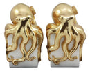 Ebros Contemporary Gold Color Octopus Light Duty Bookends Statue Set