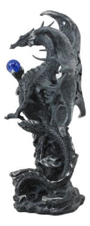 Draco Fantasy Gothic Dragon With Blue Orb Statue 8" Tall Land Of The Dragons