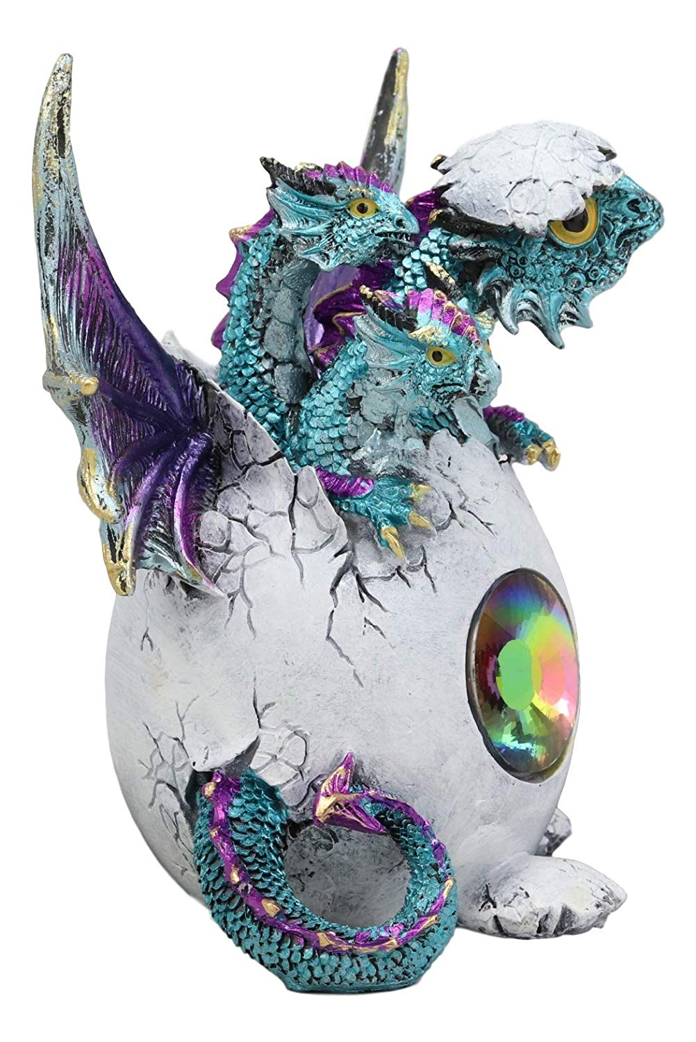 Metronome Crystal Purple Blue Hydra Dragon Hatchling Breaking Out Of Egg Statue
