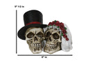 Love Never Dies Wedding Rose Bride And Top Hat Groom Skeleton Couple Figurine
