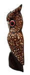Balinese Wood Handicrafts Eggskin Feathers Forest Owl Family Set of 3 Figurines