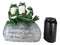 Whimsical Green Frog Family On Rock With Inspirational Message Resin Figurine