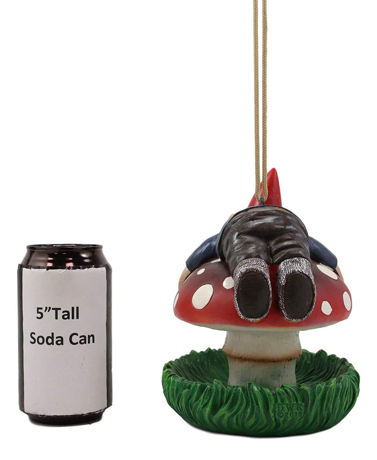 Ebros Naughty Gnome Stuck On Toadstool Mushroom Cap Bird Feeder Branch Hanger - Ebros Gift