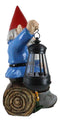 Ebros Large Mr and Mrs Gnome On Tree Log Solar LED Lantern Light Statue 13.5"H