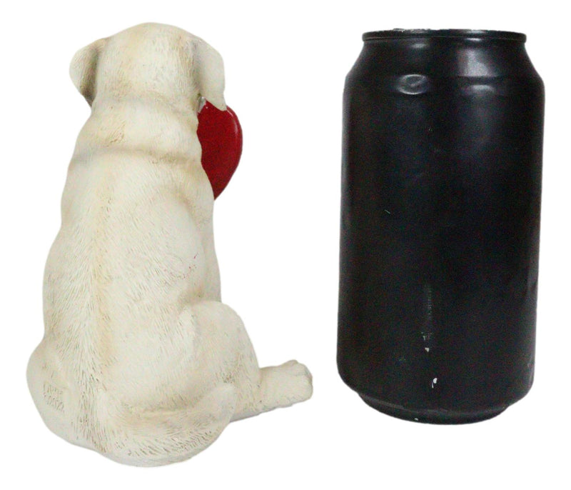 Labrador Puppy Dog Biting Red Heart I Love You Sign Figurine Pet Pal Animal Art