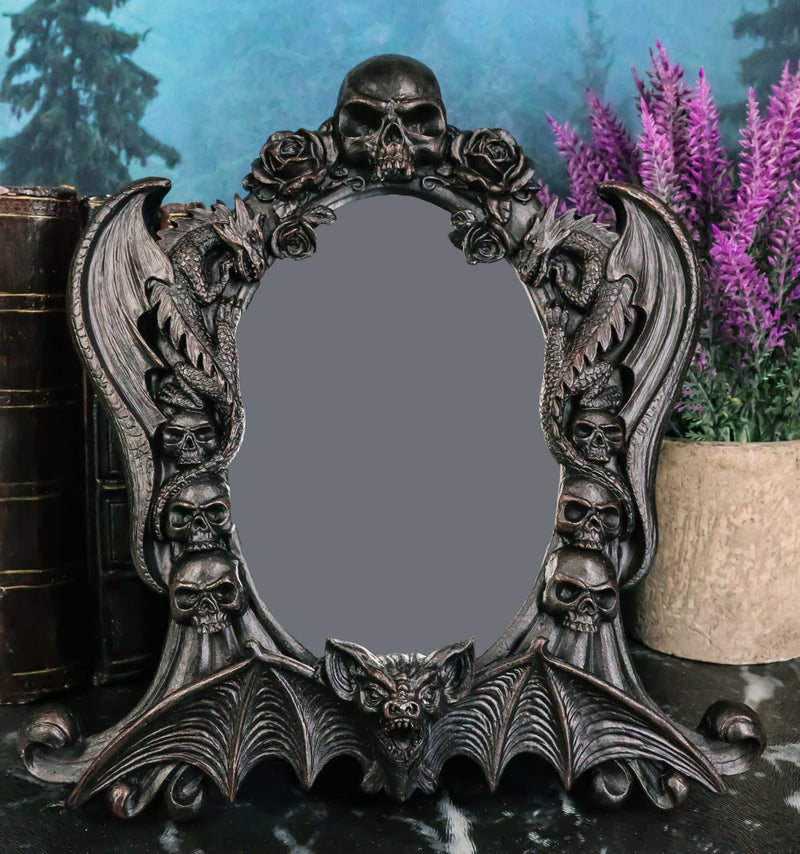 Gothic Nosferatu Vampire Dragons Bat Skulls Roses Table Or Wall Hanging Mirror