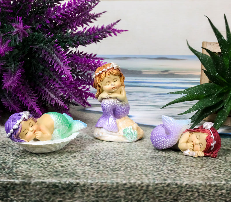 Ebros Whimsical Mergirls Mermaid Babies Small Miniature Figurines Set of 3