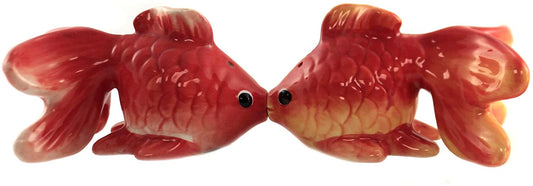 Ebros Aquarium Gold Fish Pet Buddy Ceramic Magnetic Salt Pepper Shakers Set - Ebros Gift