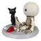 Unfortunate Skeleton Boy Lucky Sitting By Spilled Milk And Black Cat Figurine