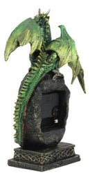 Green Jade Crystal Quartz Dragon On Fossil Rock Desktop Clock Figurine 10"H