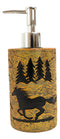 Rustic Mustang Horse Pine Trees Silhouette Liquid Soap Or Lotion Pump Dispenser