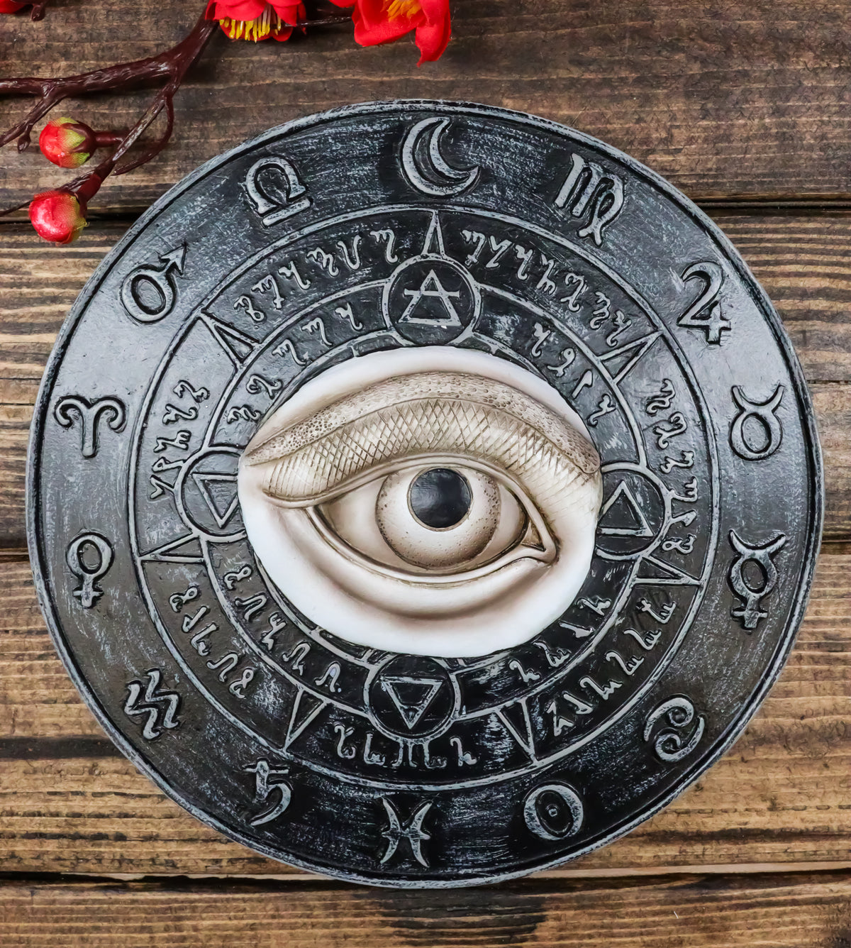 Evil Eye With Wicca Symbols Talisman Luck Wall Decor Plaque Medallion Figurine