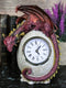Red Ember Dragon Protecting Egg Table Clock Figurine 7"Tall Mythical Fantasy