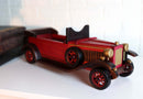 Hand Made Wood Retro Style Pink Cabriolet Convertible Car Wine Holder Figurine