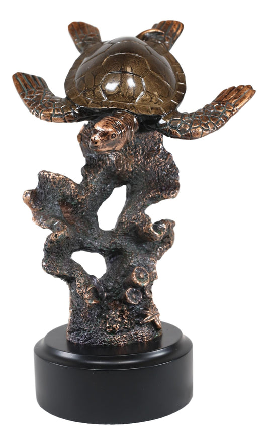 Ebros Nautical Marine Giant Sea Turtle Exploring Underwater Coral Reef Statue - Ebros Gift