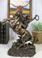 Rustic Western Desert Rodeo Cowboy On Rearing Horse With Lasso Ropes Figurine