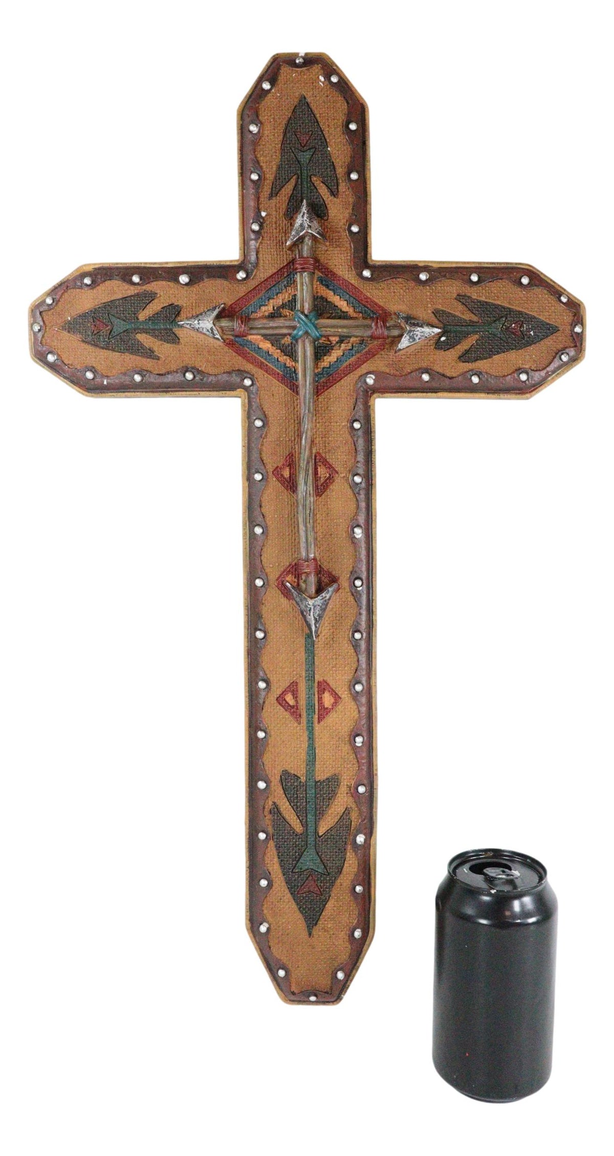 Large 22"H Rustic Southwestern Aztec Tribal Vector Symbols And Arrows Wall Cross