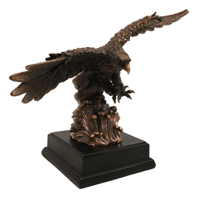 American Bald Eagle Swooping Towards Water Bronze Electroplated Resin Figurine