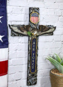 Western USA Flag Air Force Military Patriotic Bald Eagle Memorial Wall Cross