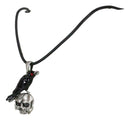 Ebros Infected Red Eyed Raven On Skull Pendant Jewelry Necklace Lead Free Pewter