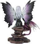 Ebros Large Purple Midnight Butterfly Winged Fairy With Wyvern Dragon Figurine