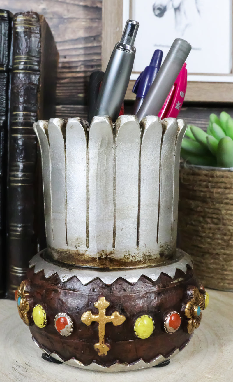 Western Vintage Vase With Colorful Beads Le Fleur Crosses Pen Holder Figurine