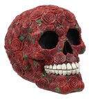 Day of The Dead Red Floral Roses With Green Petals Sugar Skull Figurine Decor