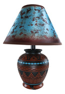 Indian Tribal Southwest Navajo Vector Brown Petite Vase Table Lamp With Shade