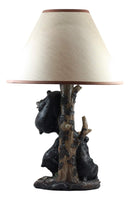 Ebros Whimsical Climbing Black Bear Cubs Table Lamp Statue Decor With Bear Face Shade