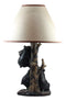 Ebros Whimsical Climbing Black Bear Cubs Table Lamp Statue Decor With Bear Face Shade