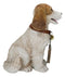 Tan And White English Cocker Spaniel Dog With Welcome Jingle Collar Sign Statue