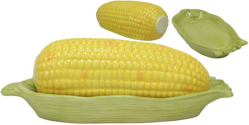 Ebros 8.5" Long Realistic Peeled Corn Ear Shaped Butter Holder Dish Container