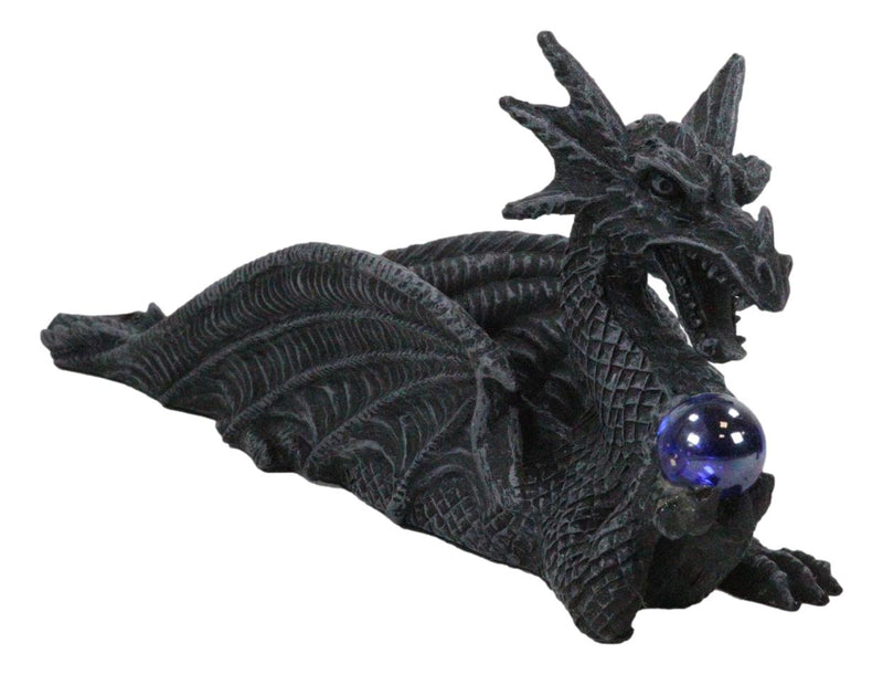 Leviathan Water Dragon Holding Blue Crystal Orb Incense Cone Holder Figurine