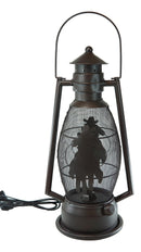 Old Fashioned Rustic Western Cowboy Electric Metal Lantern Lamp Or Shadow Caster