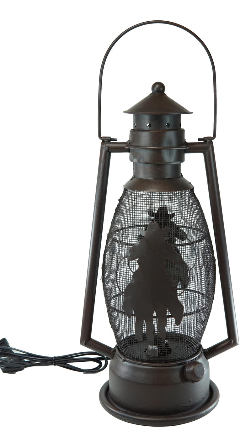 Old Fashioned Rustic Western Cowboy Electric Metal Lantern Lamp Or Shadow Caster