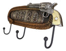 Ebros Cowboy Sign Braided Ropes Six Shooter Revolver Gun Pistol Wall 3 Peg Coat Hooks