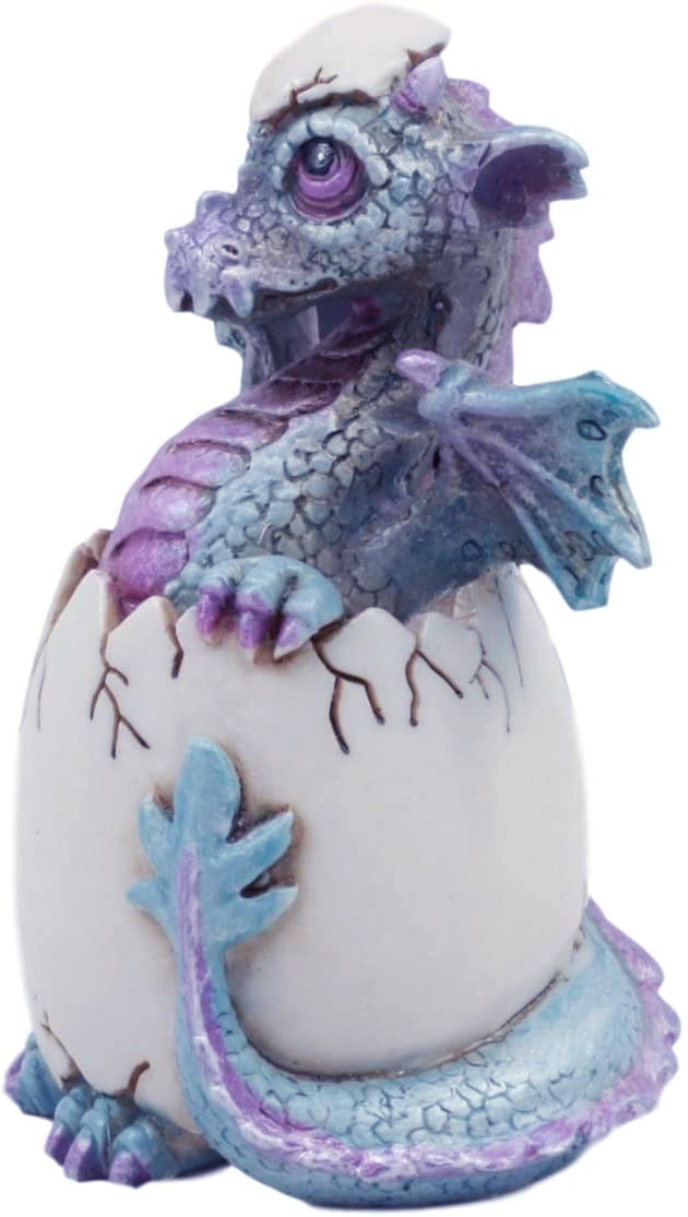 Ebros Small Purple Whimsical Dragon Baby Hatchling In Egg Statue Fantasy Prehistoric Twilight Dragon Collectible Figurine